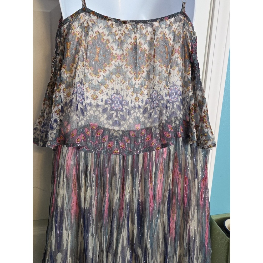 Anthropologie Josie Tiered Maxi Dress Sz 6 Meadow Rue Gypsy Boho Flowy Sparkle - Picture 10 of 14